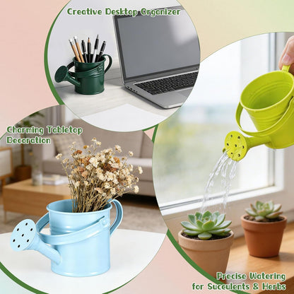 Kids Metal Watering Can for Gardening, 5Pcs Small Iron Watering Can Garden Watering Bucket for Gardening Plants Flowers (Mixed Color)