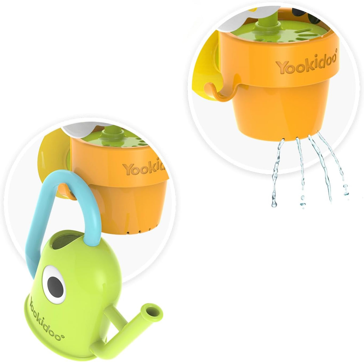Watering Can Baby Bath Toy (Ages 1-3) Spinning Lady Bug & Tipping Bird Toy With 3 Moving Pieces (Mold Free) - Attaches To Tub Wall For Easy Toy Holder and Storage - For Toddler Bath Time