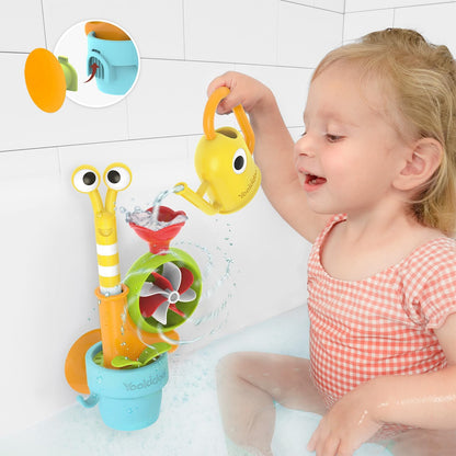 Watering Can Baby Bath Toy (Ages 1-3) Spinning Lady Bug & Tipping Bird Toy With 3 Moving Pieces (Mold Free) - Attaches To Tub Wall For Easy Toy Holder and Storage - For Toddler Bath Time