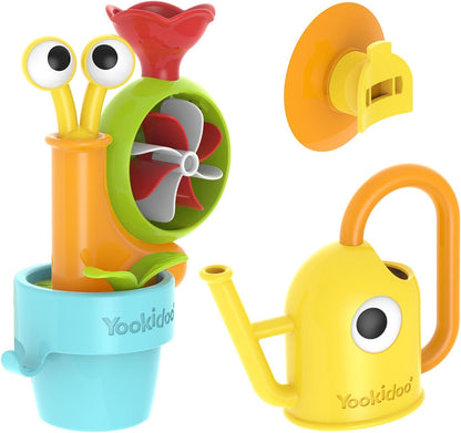 Watering Can Baby Bath Toy (Ages 1-3) Spinning Lady Bug & Tipping Bird Toy With 3 Moving Pieces (Mold Free) - Attaches To Tub Wall For Easy Toy Holder and Storage - For Toddler Bath Time