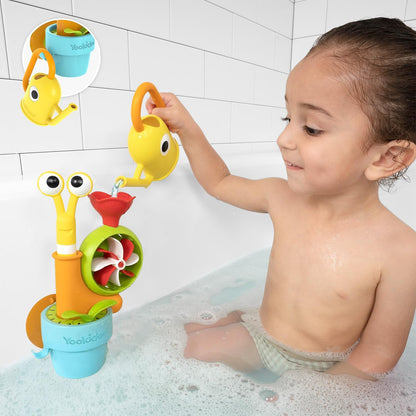 Watering Can Baby Bath Toy (Ages 1-3) Spinning Lady Bug & Tipping Bird Toy With 3 Moving Pieces (Mold Free) - Attaches To Tub Wall For Easy Toy Holder and Storage - For Toddler Bath Time