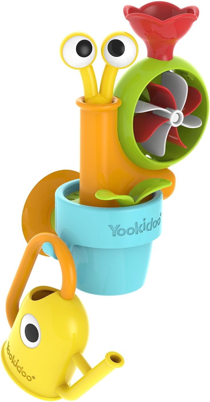 Watering Can Baby Bath Toy (Ages 1-3) Spinning Lady Bug & Tipping Bird Toy With 3 Moving Pieces (Mold Free) - Attaches To Tub Wall For Easy Toy Holder and Storage - For Toddler Bath Time