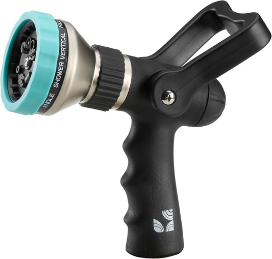 Heavy Duty Metal Fireman’s Hose Nozzle 500003, 10-Pattern Hose Sprayer with Lever Control & Comfort Grip, High Flow Design, , for Watering Plants, Yards, Washing Cars & Pets
