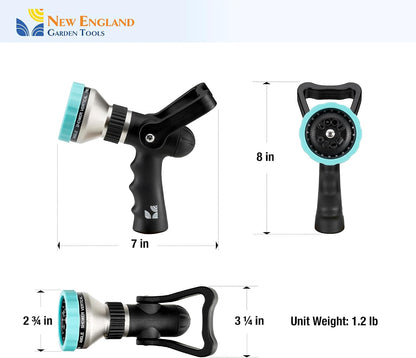 Heavy Duty Metal Fireman’s Hose Nozzle 500003, 10-Pattern Hose Sprayer with Lever Control & Comfort Grip, High Flow Design, , for Watering Plants, Yards, Washing Cars & Pets