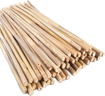 50Pcs Garden Stakes, 0.32”/16 Inch Bamboo Sticks，Natural Plant Stakes for Indoor and Outdoor Plants，Poles for Tomatoes, Beans, Potted Plants