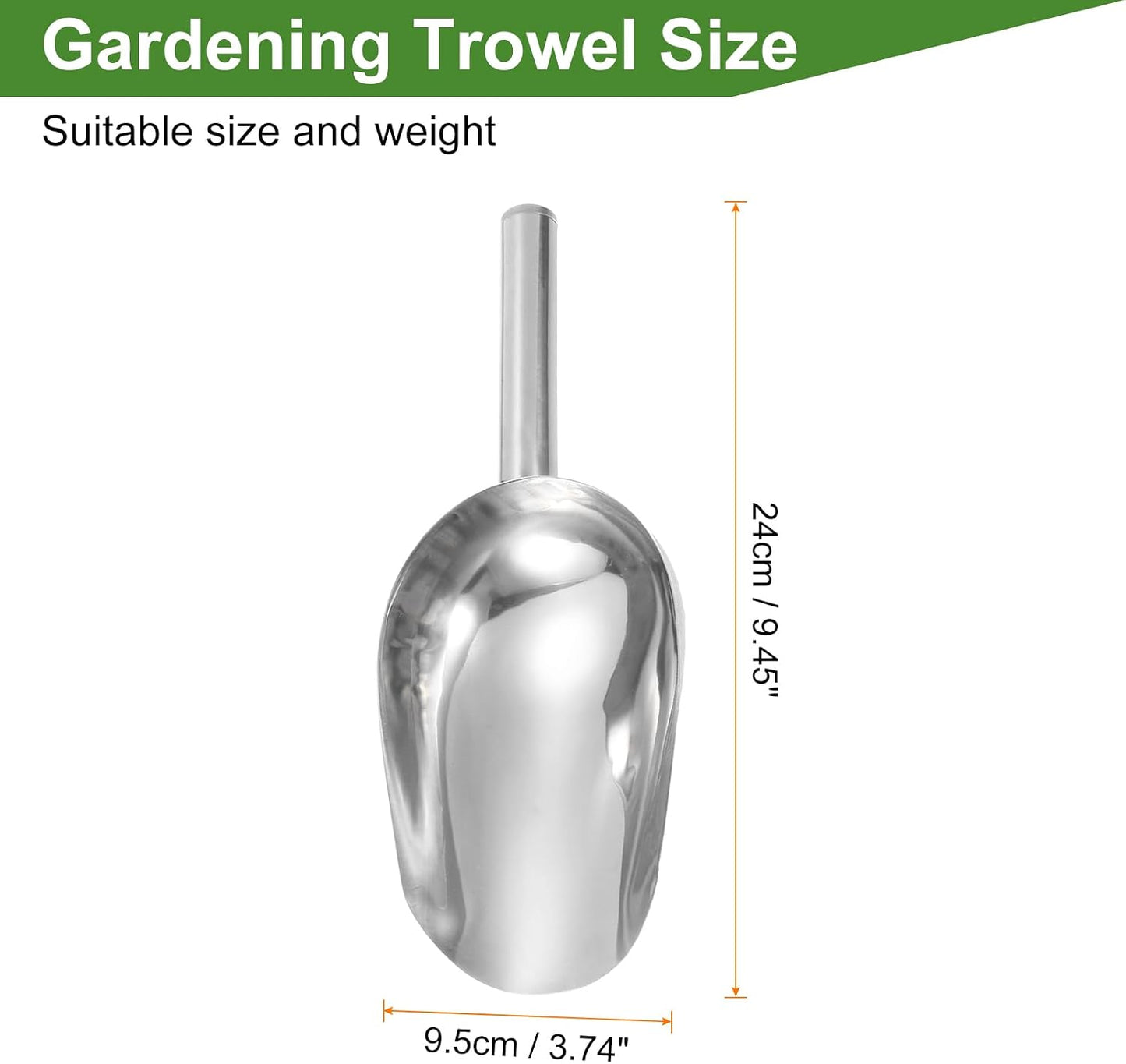 Garden Soil Scoop 9.45 x 3.74 Stainless Steel Hand Shovel Spade with Handle for Planting Weeding Digging