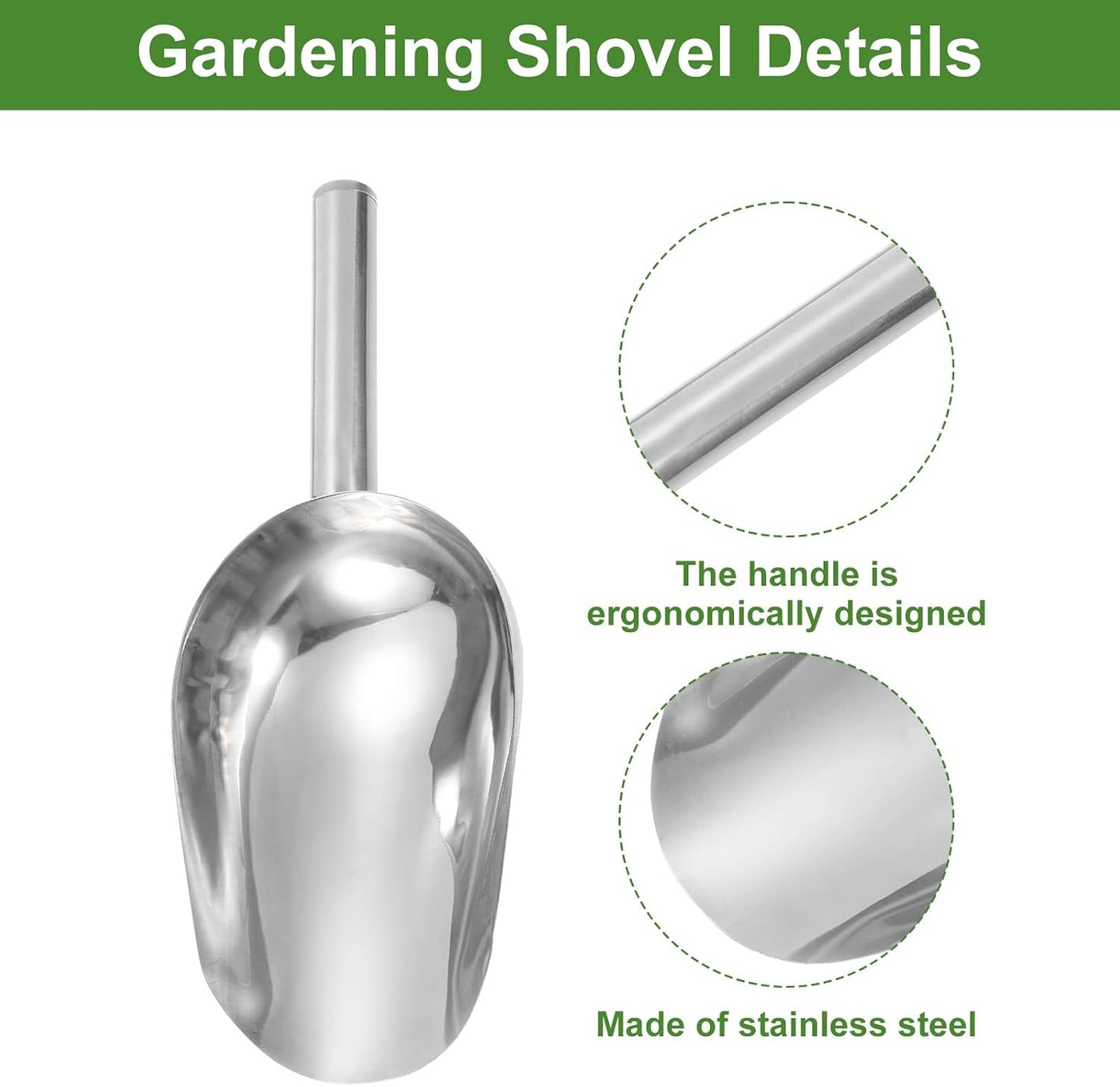 Garden Soil Scoop 9.45 x 3.74 Stainless Steel Hand Shovel Spade with Handle for Planting Weeding Digging
