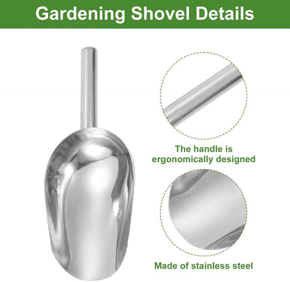 Garden Soil Scoop 9.45 x 3.74 Stainless Steel Hand Shovel Spade with Handle for Planting Weeding Digging