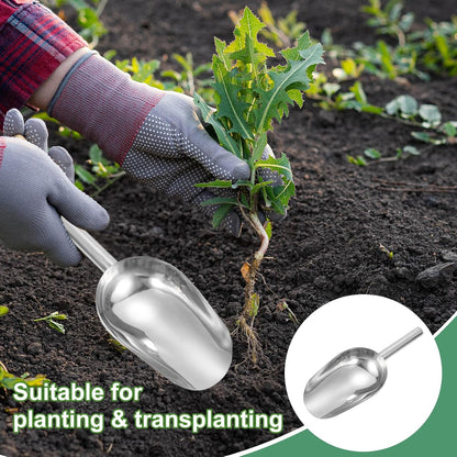 Garden Soil Scoop 9.45 x 3.74 Stainless Steel Hand Shovel Spade with Handle for Planting Weeding Digging