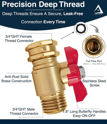 ® Garden Hose Shut Off Valve 3/4" Brass | Full Flow & Heavy Duty | 2026 Edition