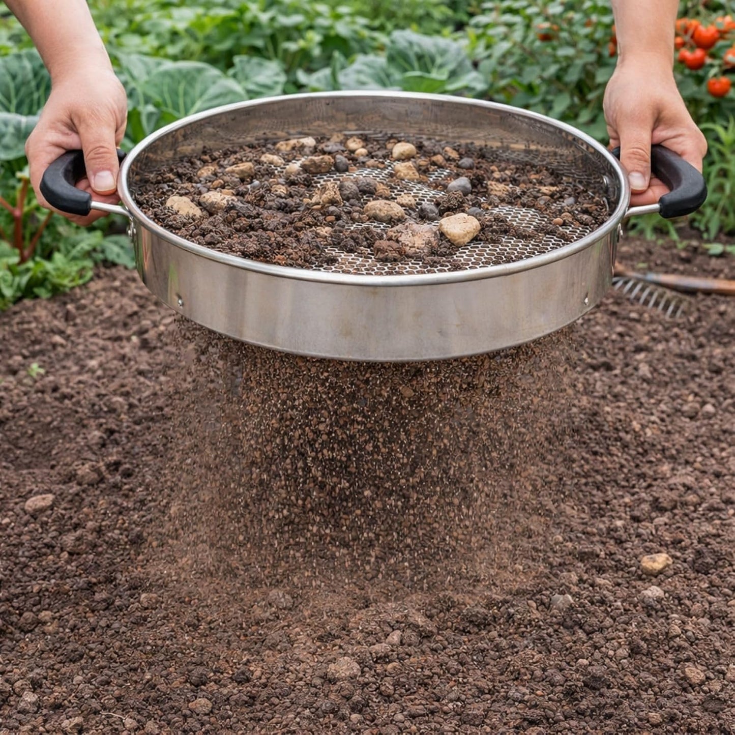 Soil Sifter with Handle – Includes 4 Replaceable Mesh Screens 3mm/6mm/9mm/12mm for Gardening & Compost