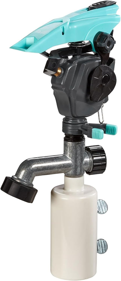 T-Post Lawn Impact Pulsating Sprinkler 300013 with a Gear Drive, Pole Base, Adjustable to 360 Degrees