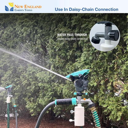 T-Post Lawn Impact Pulsating Sprinkler 300013 with a Gear Drive, Pole Base, Adjustable to 360 Degrees