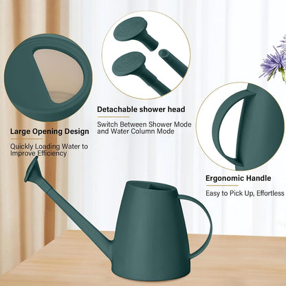 Plastic Watering Can for Home Plant Garden 1/2 Gallon Green