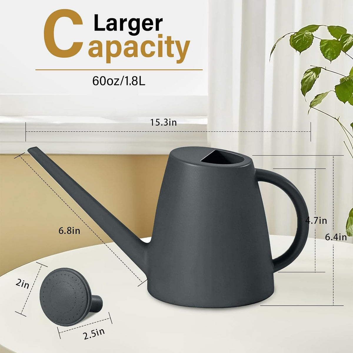 Plastic Watering Can for Home Plant Garden 1/2 Gallon Green