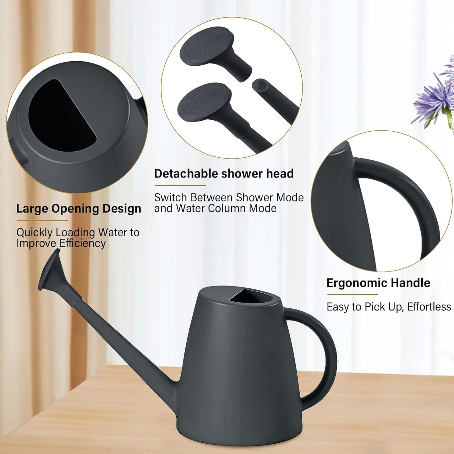 Plastic Watering Can for Home Plant Garden 1/2 Gallon Green