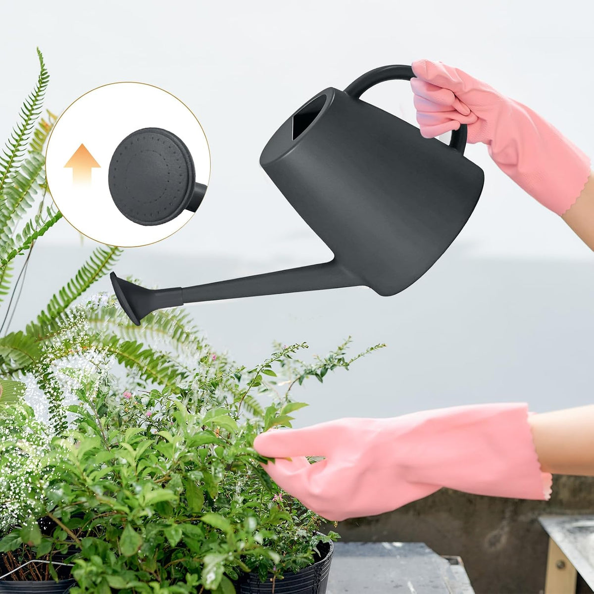 Plastic Watering Can for Home Plant Garden 1/2 Gallon Green