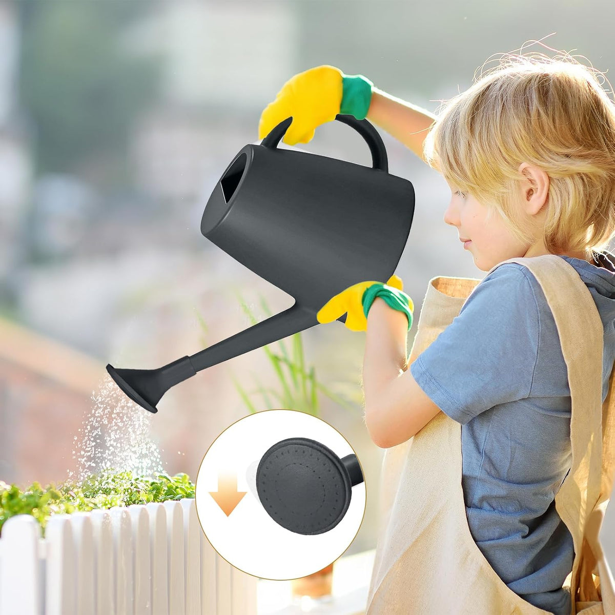 Plastic Watering Can for Home Plant Garden 1/2 Gallon Green