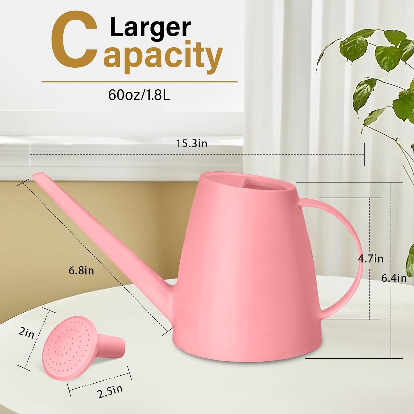 Plastic Watering Can for Home Plant Garden 1/2 Gallon Green