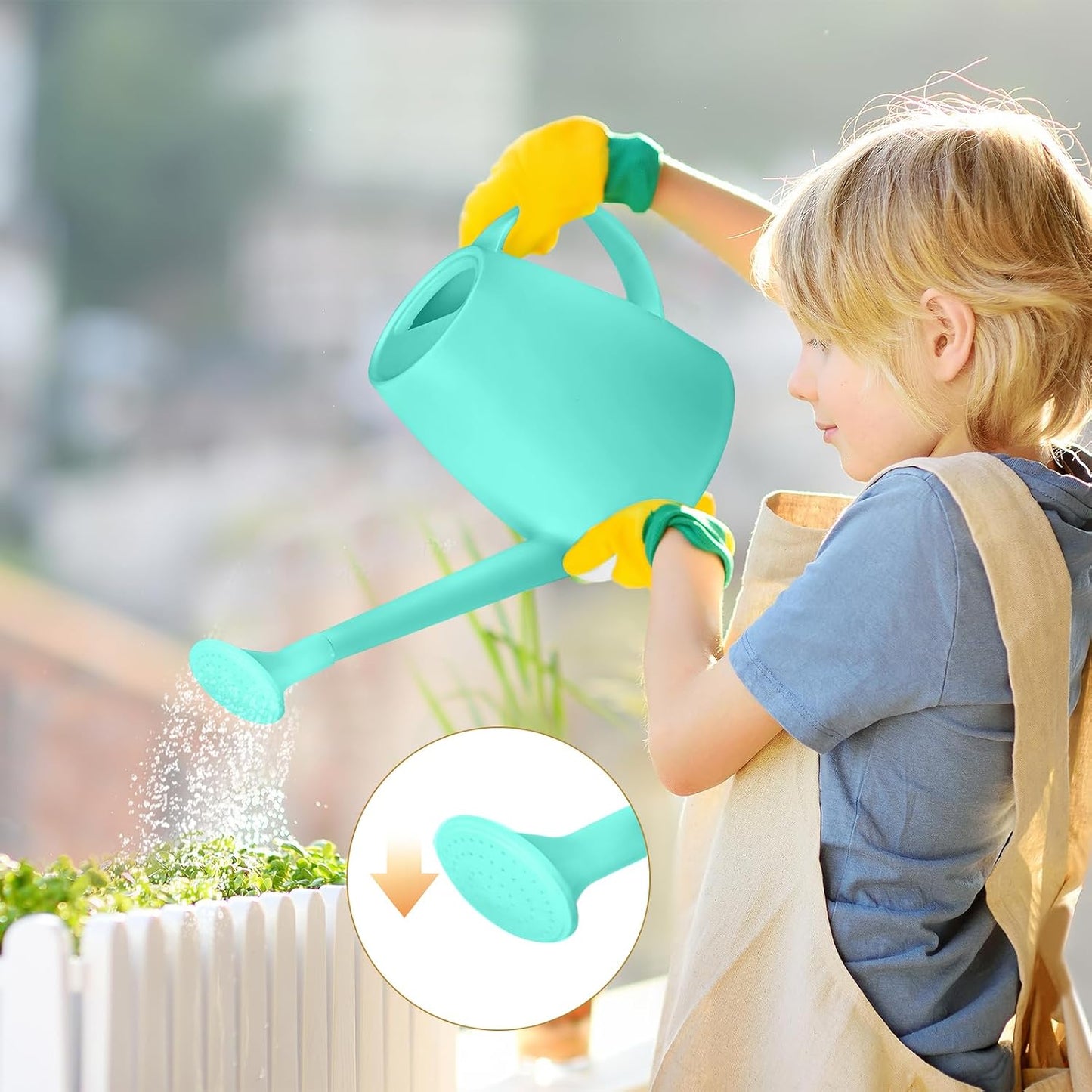 Plastic Watering Can for Home Plant Garden 1/2 Gallon Green