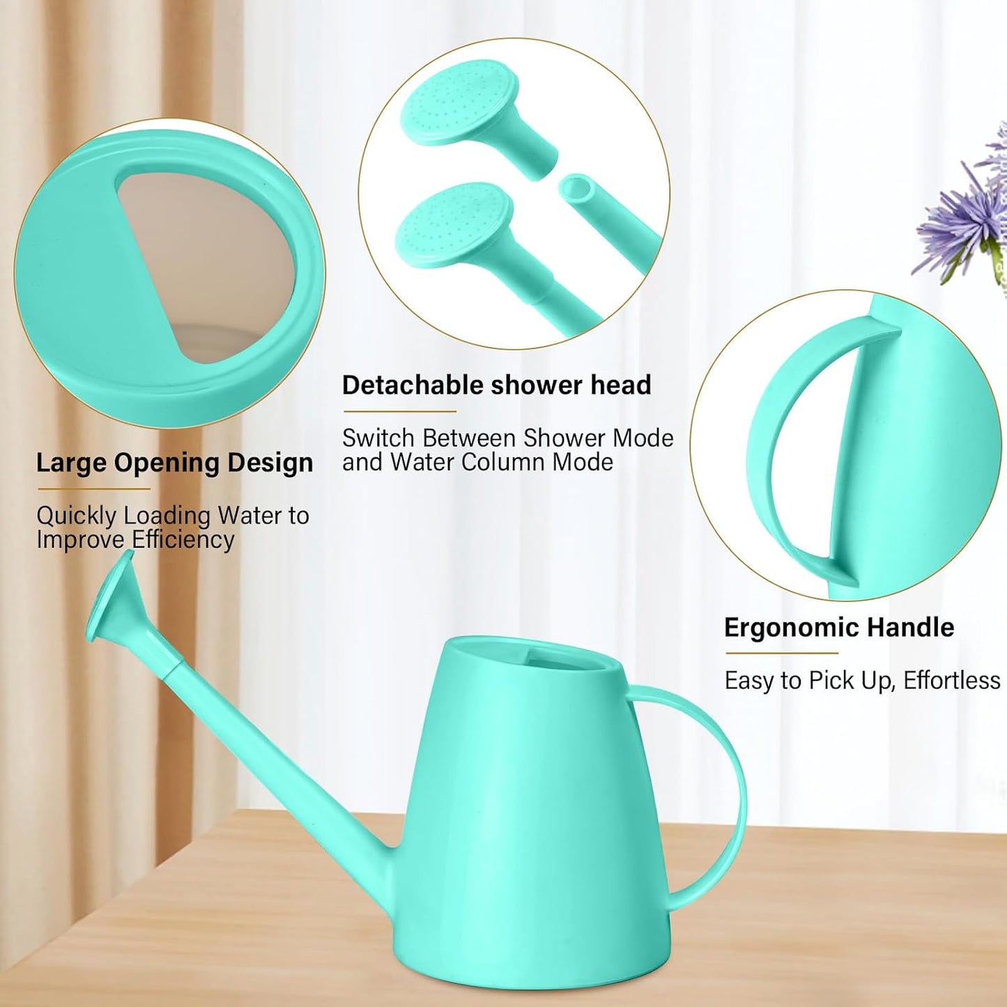 Plastic Watering Can for Home Plant Garden 1/2 Gallon Green