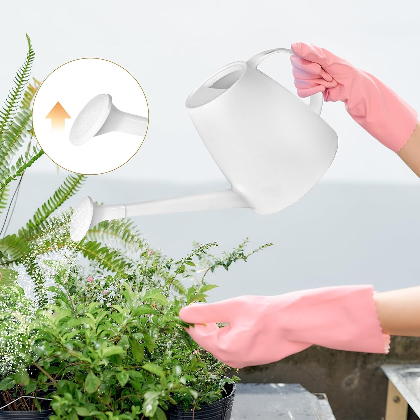 Plastic Watering Can for Home Plant Garden 1/2 Gallon Green