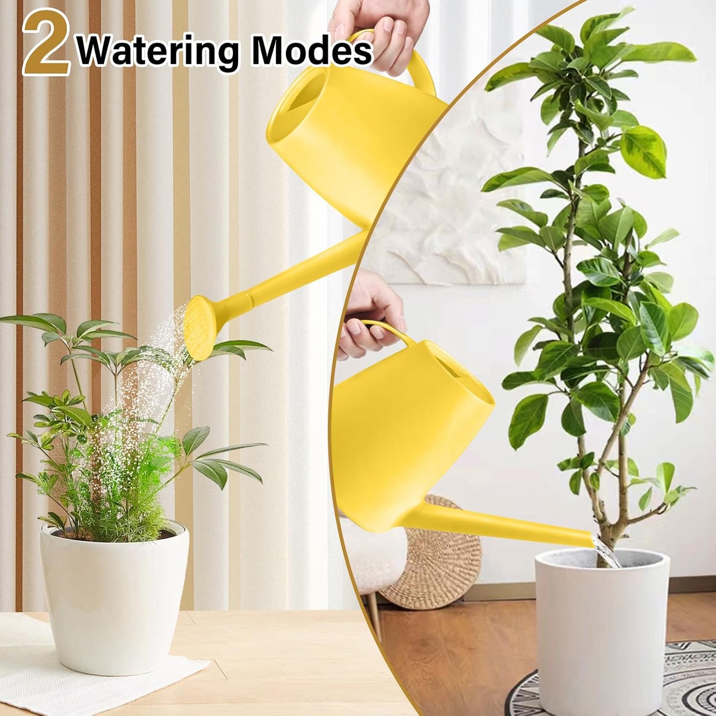 Plastic Watering Can for Home Plant Garden 1/2 Gallon Green