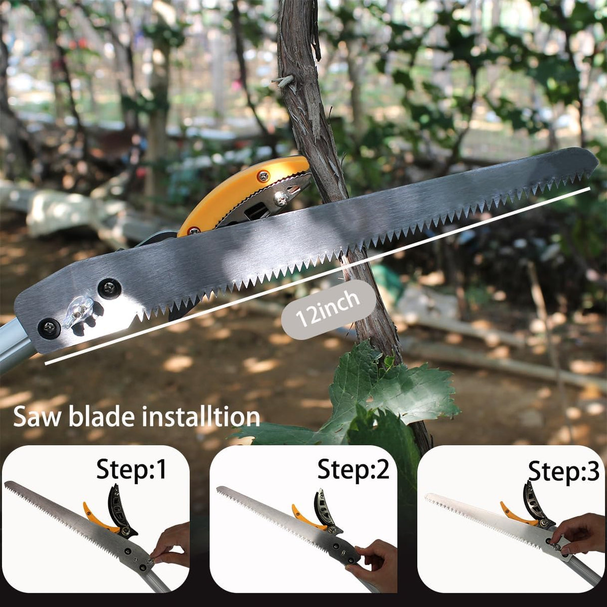 4.6-7.2FT Long Reach Tree Pruner, Telescopic Fruit Picker Pole Saw, Manual Extendable Aluminum Trimmer with Cut & Hold Clipper for Garden Orchard Branch Cutting