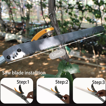 4.6-7.2FT Long Reach Tree Pruner, Telescopic Fruit Picker Pole Saw, Manual Extendable Aluminum Trimmer with Cut & Hold Clipper for Garden Orchard Branch Cutting