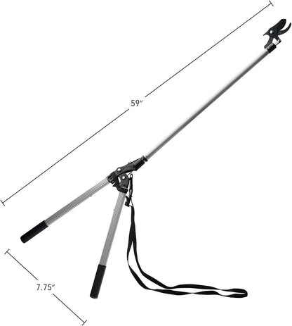 Tree Trimmer Pruning Shears - 59” Long Reach Pruner with Rotating Head and Sharp Bypass Loppers - Tree Branch Cutter for Branches Up to 1-3/8” - Lightweight Aluminum Pruners