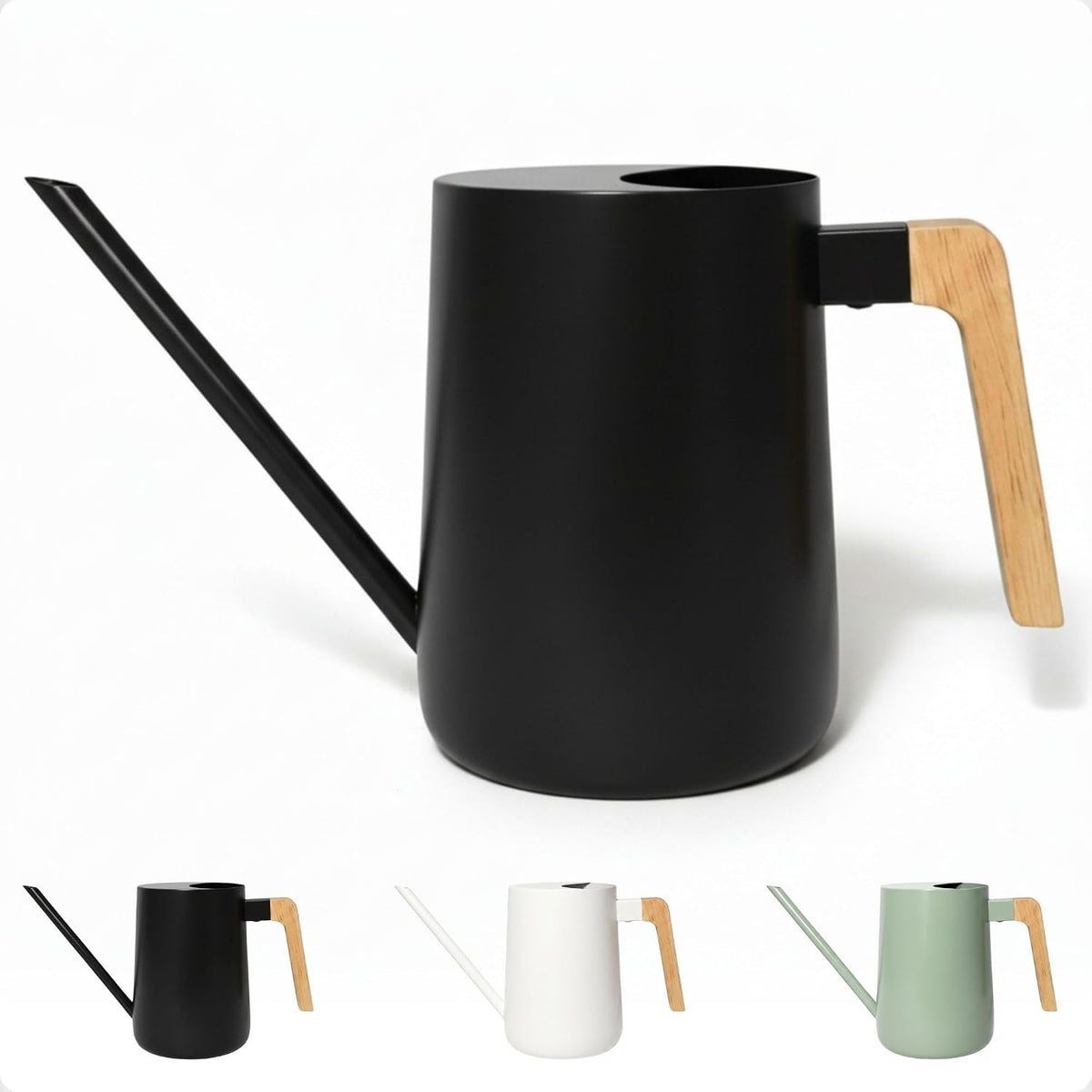 Metal Small Indoor Watering Can with Long Spout & Real Wood Handle, 35oz