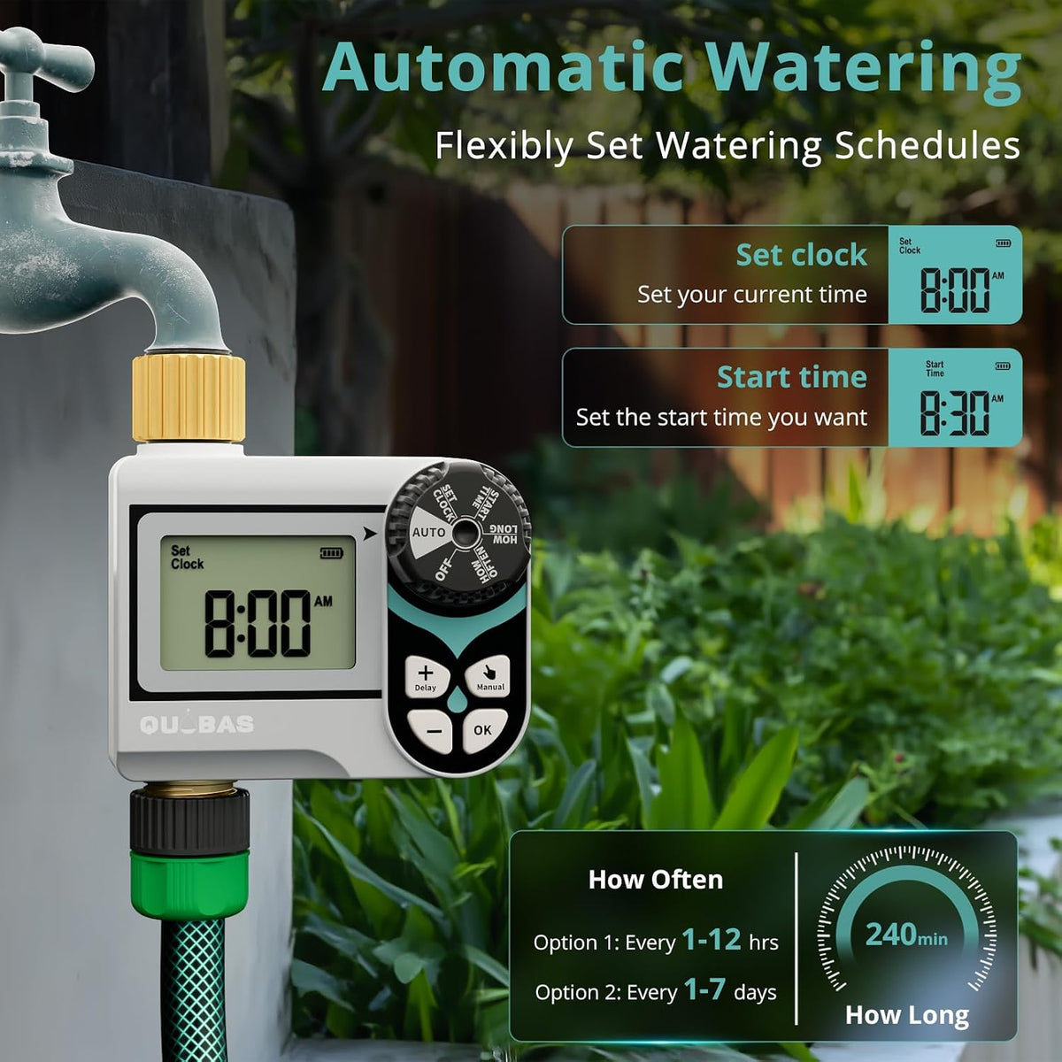 Zero Pressure Water Timer, Sprinkler Timer for Garden Hose Faucet