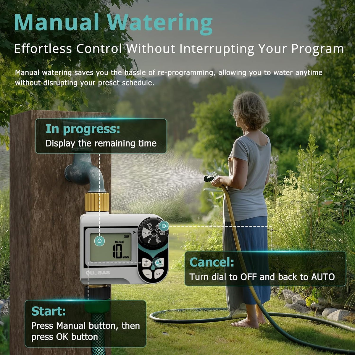 Zero Pressure Water Timer, Sprinkler Timer for Garden Hose Faucet