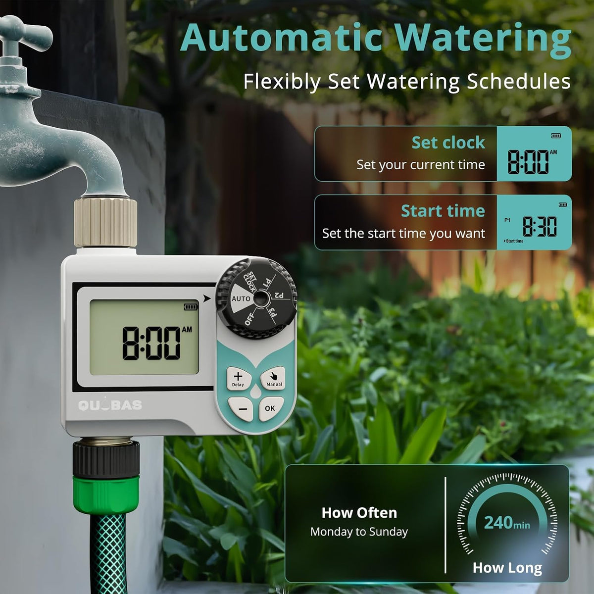 Zero Pressure Water Timer, Sprinkler Timer for Garden Hose Faucet