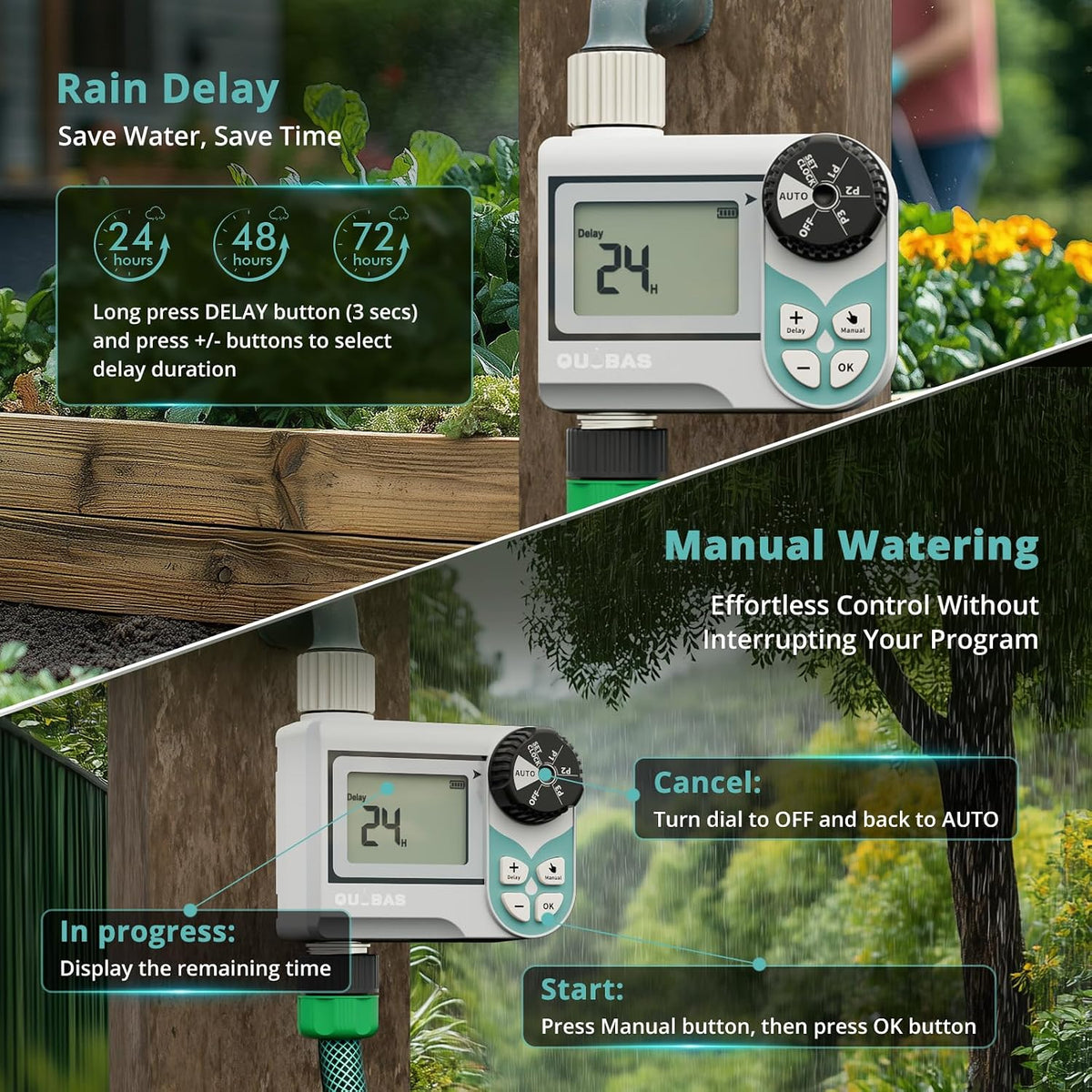 Zero Pressure Water Timer, Sprinkler Timer for Garden Hose Faucet
