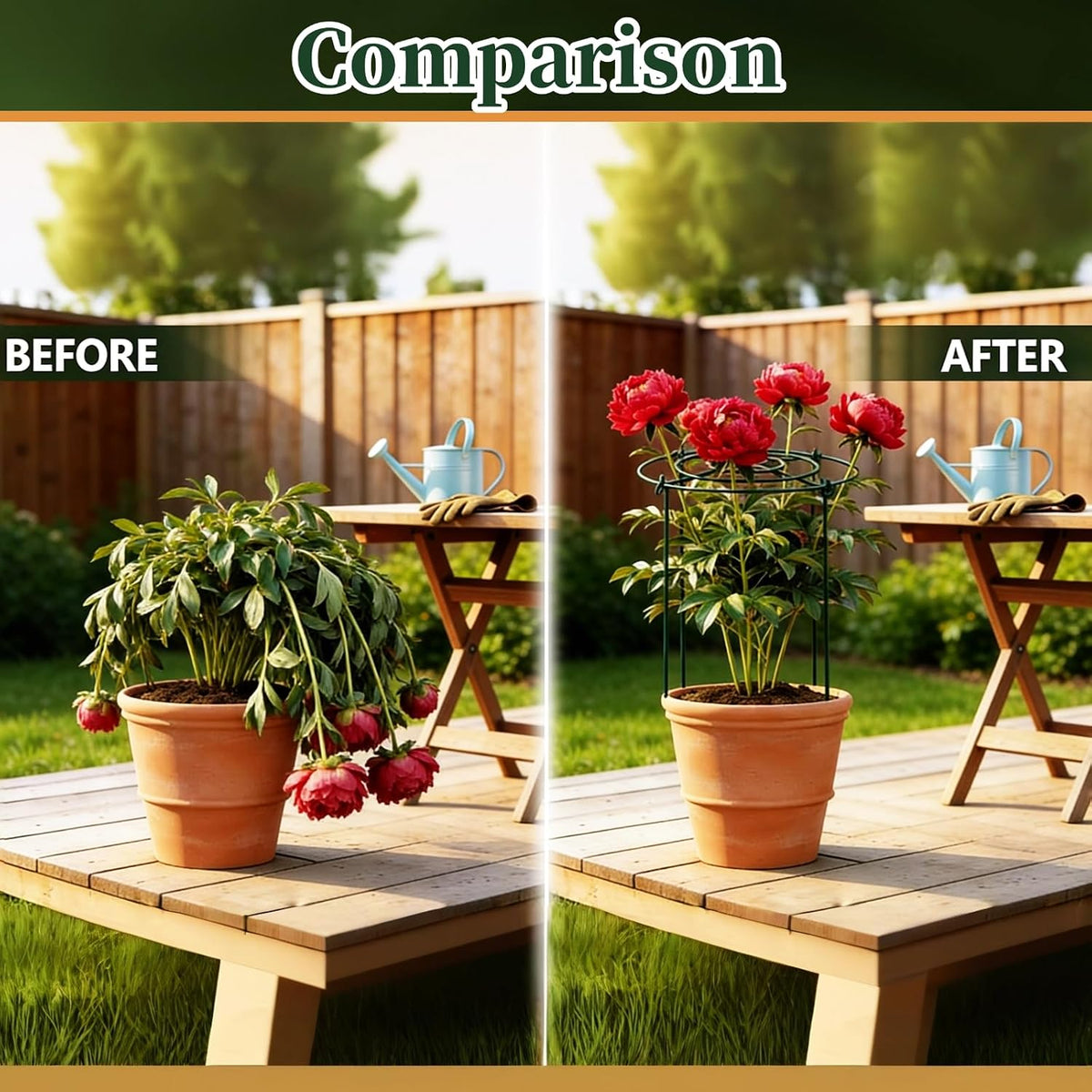 4 Packs Peony Cages and Supports, 11.8"x16" Metal Plant Supports