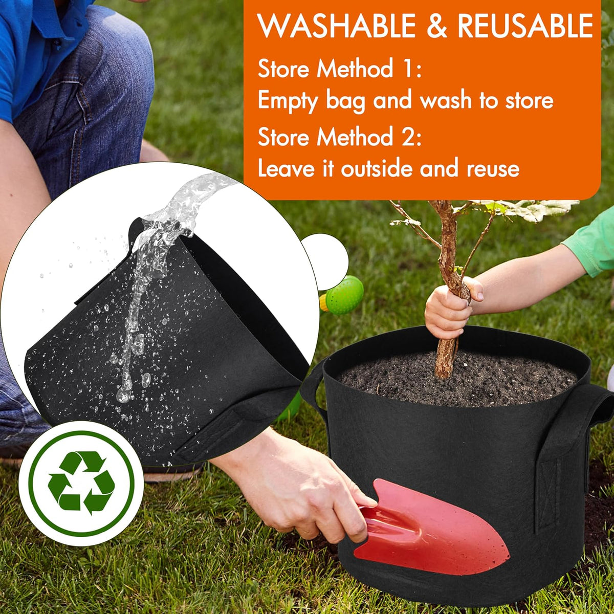 10-Pack 5 Gallon Grow Bags Fabric Pots with Heavy Duty Handles