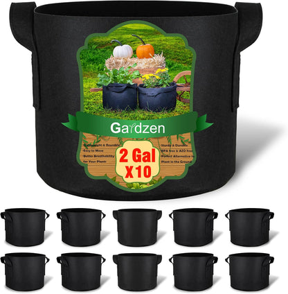 10-Pack 5 Gallon Grow Bags Fabric Pots with Heavy Duty Handles