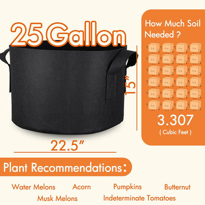 10-Pack 5 Gallon Grow Bags Fabric Pots with Heavy Duty Handles