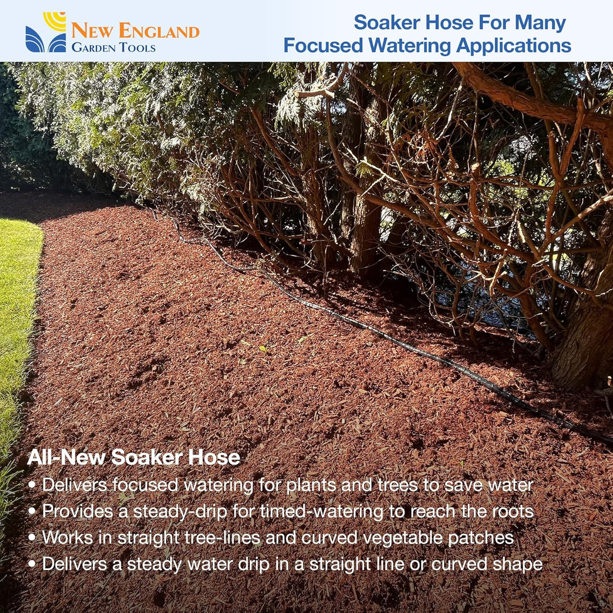 Flat Soaker Hose 25 ft, For Drip Irrigation, Extendable Non-Corrosive and Heavy Duty Couplings, Saves Water, For Raised Beds, Gardens and Vegetable areas, 700001