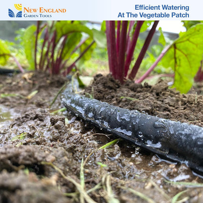 Flat Soaker Hose 25 ft, For Drip Irrigation, Extendable Non-Corrosive and Heavy Duty Couplings, Saves Water, For Raised Beds, Gardens and Vegetable areas, 700001
