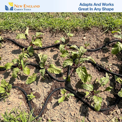 Flat Soaker Hose 25 ft, For Drip Irrigation, Extendable Non-Corrosive and Heavy Duty Couplings, Saves Water, For Raised Beds, Gardens and Vegetable areas, 700001