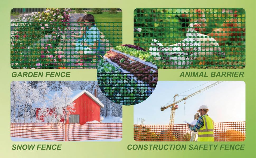4'x100' Plastic Mesh Fence for Garden with 100 Zip Ties, Green