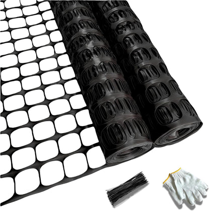 4'x100' Plastic Mesh Fence for Garden with 100 Zip Ties, Green