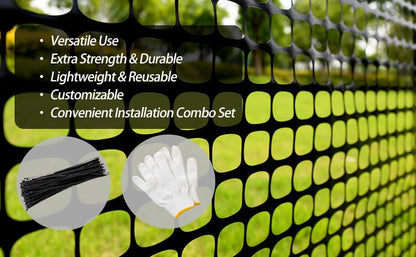 4'x100' Plastic Mesh Fence for Garden with 100 Zip Ties, Green