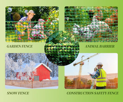 4'x100' Plastic Mesh Fence for Garden with 100 Zip Ties, Green