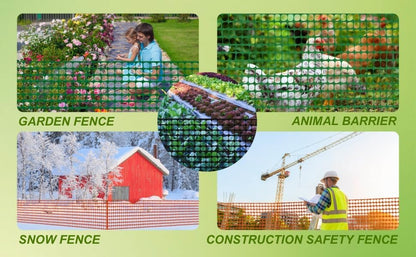 4'x100' Plastic Mesh Fence for Garden with 100 Zip Ties, Green