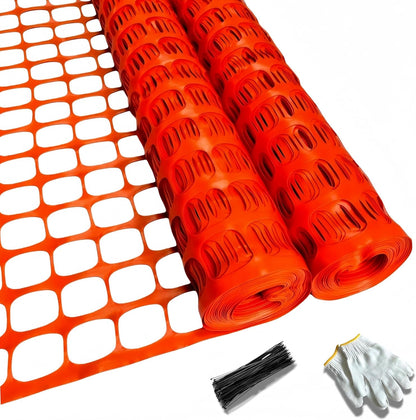 4'x100' Plastic Mesh Fence for Garden with 100 Zip Ties, Green
