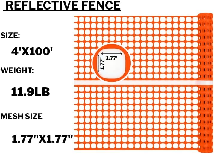 4'x100' Plastic Mesh Fence for Garden with 100 Zip Ties, Green