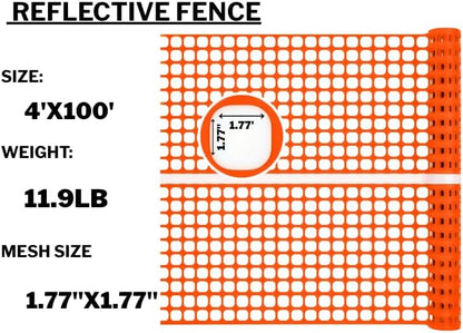 4'x100' Plastic Mesh Fence for Garden with 100 Zip Ties, Green